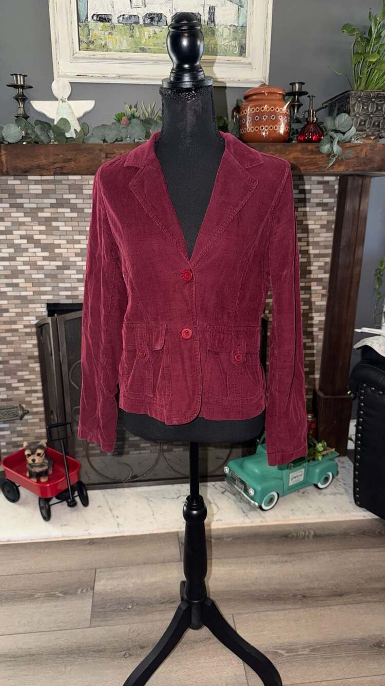 Copper Key Corduroy Blazer Size M Burgundy Cotton